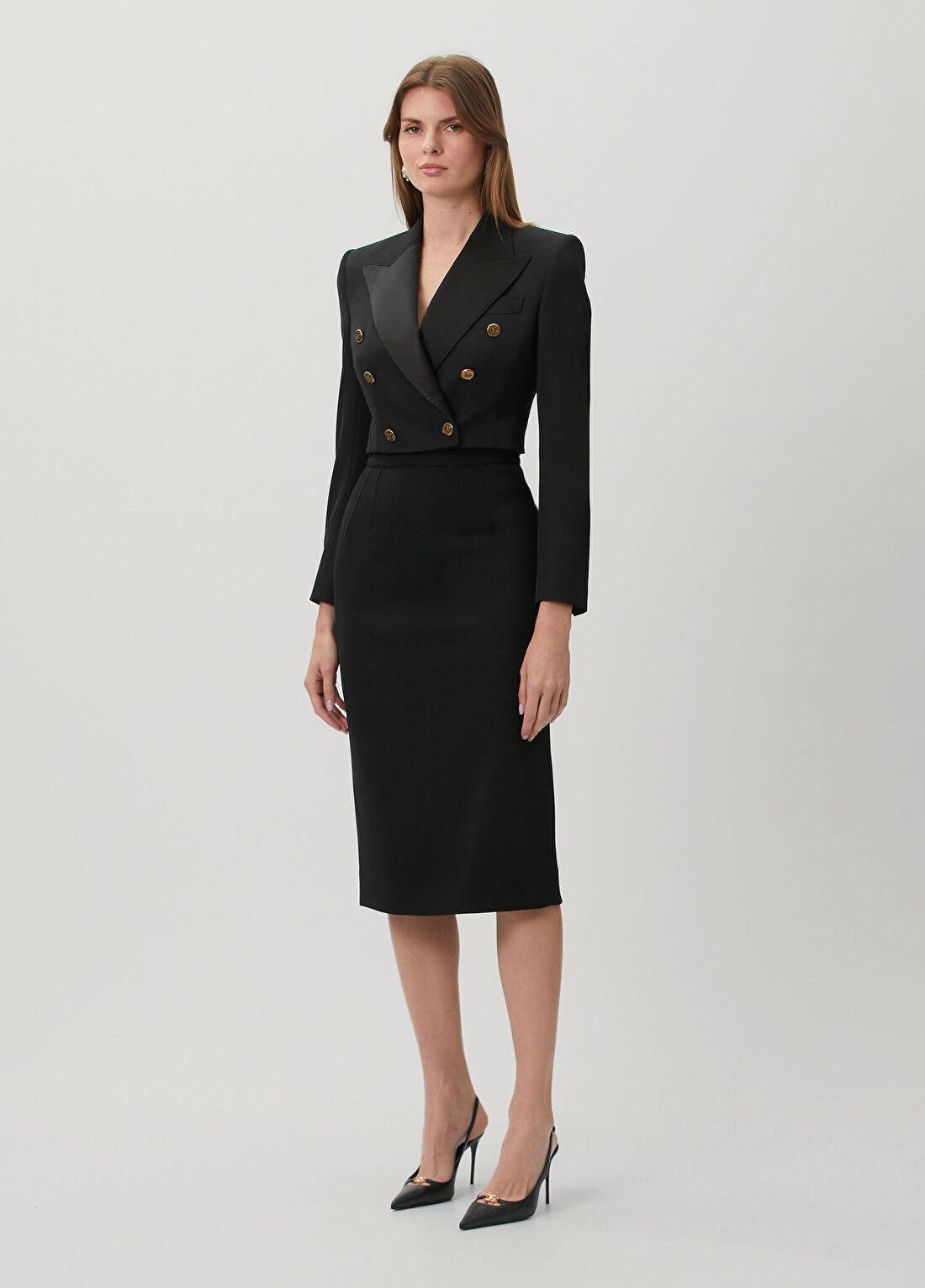 Dolce&Gabbana Siyah Cropped Yün Ceket görsel 2