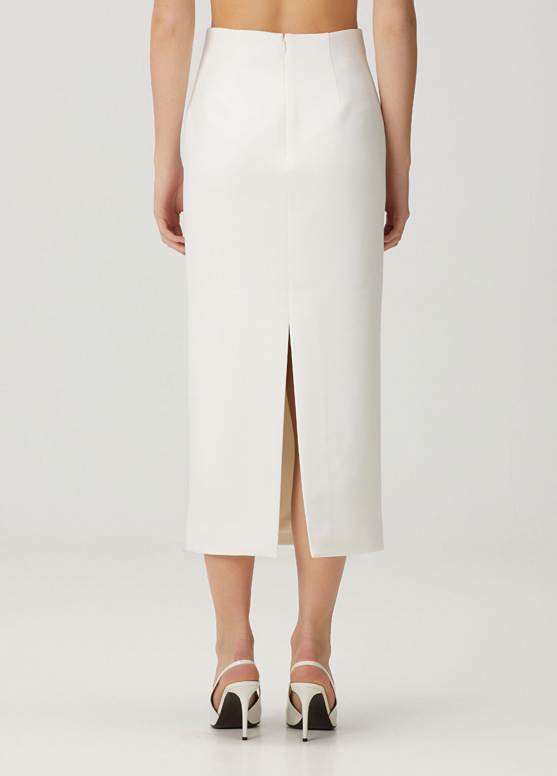 Roland Mouret Krem Midi Krep Etek görsel 4