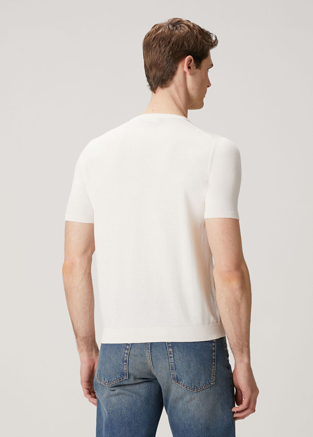 Roberto Collina Ekru Basic T-shirt görsel 4