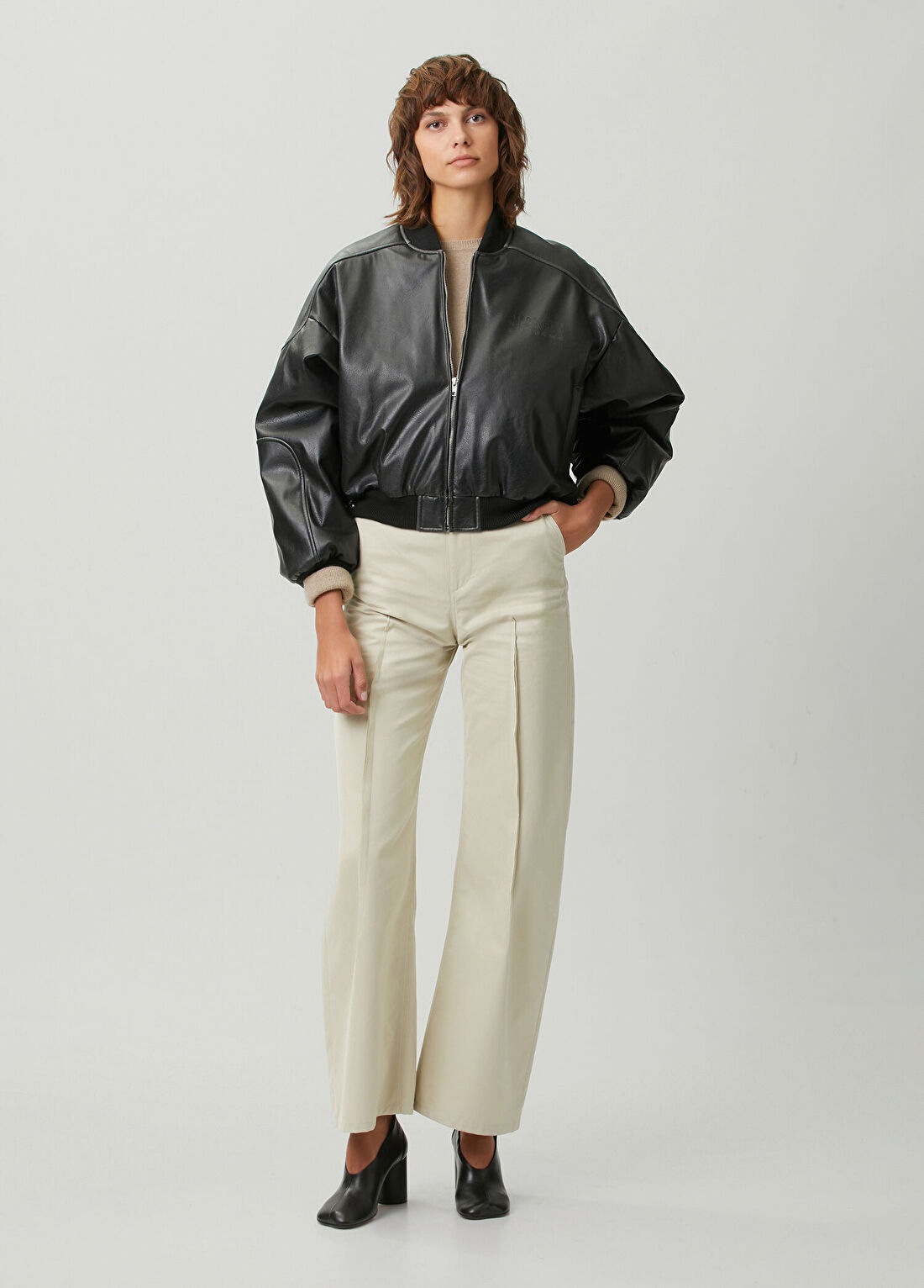 MM6 Maison Margiela Ekru Dikiş Detaylı Pantolon