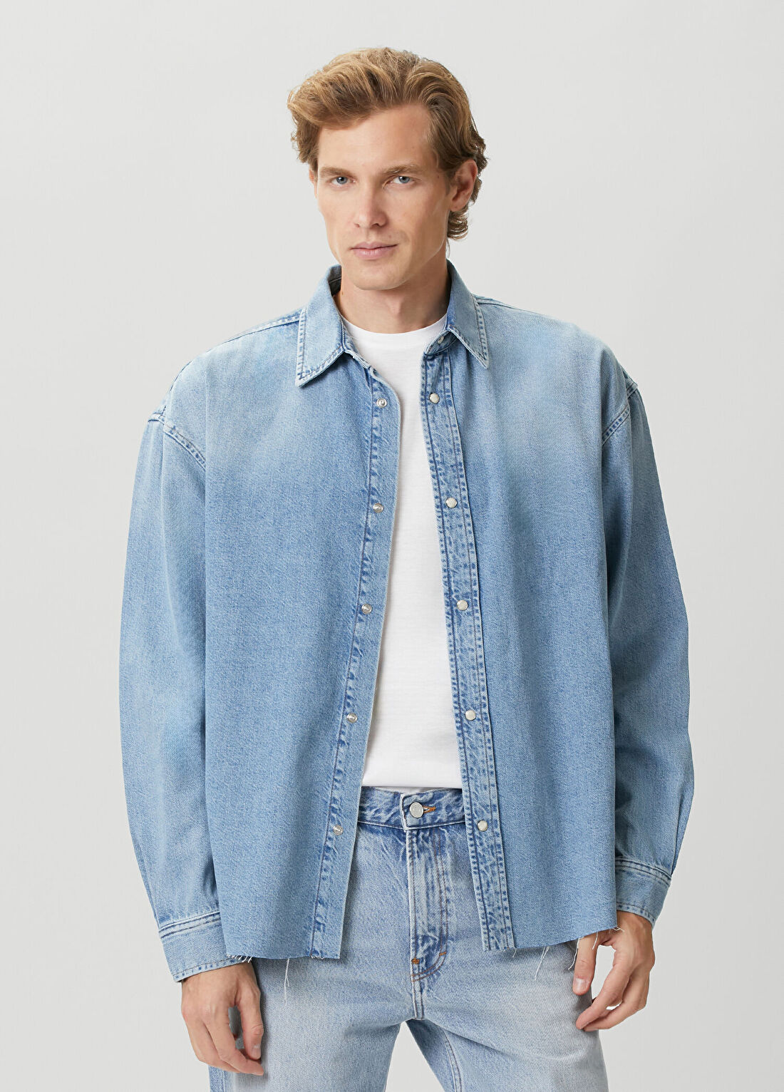 Frame Denim Relaxed Fit Koyu Mavi Denim Gömlek