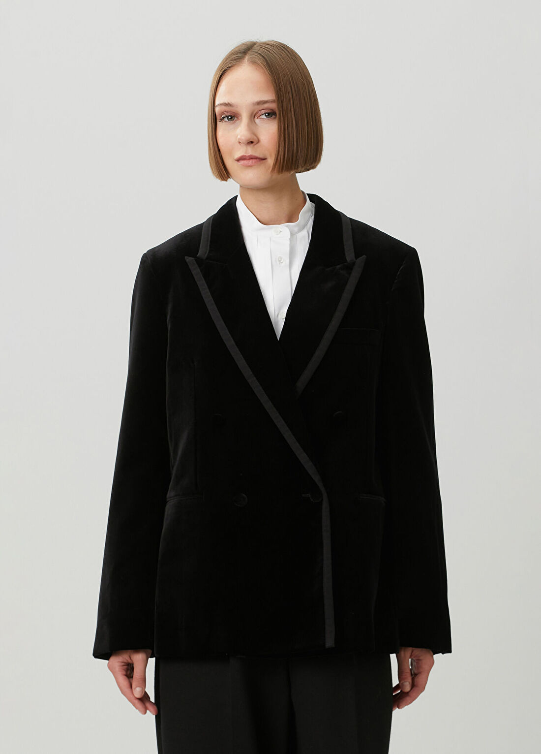 Fendi Siyah Kruvaze Kadife Blazer