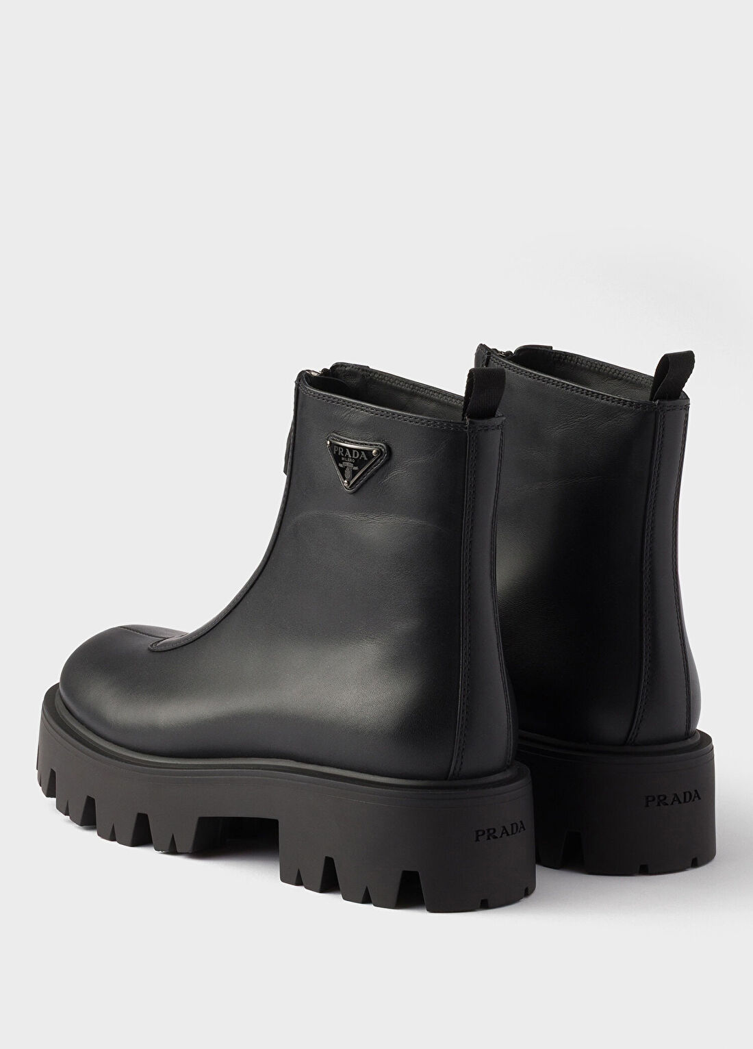 Prada Siyah Deri Fermuarlı Kadın Bot görsel 4
