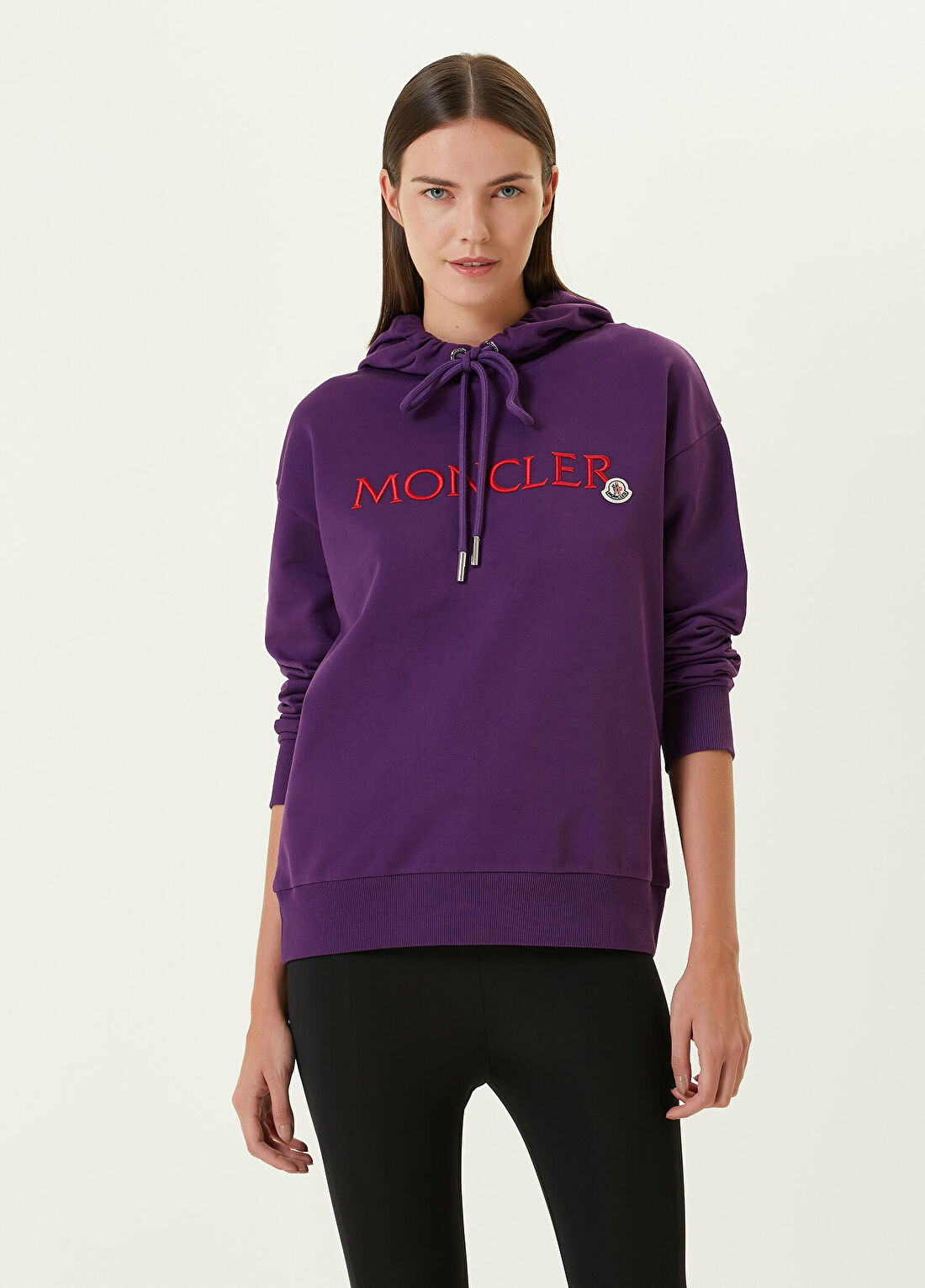 Moncler Mor Kapüşonlu Logolu Sweatshirt