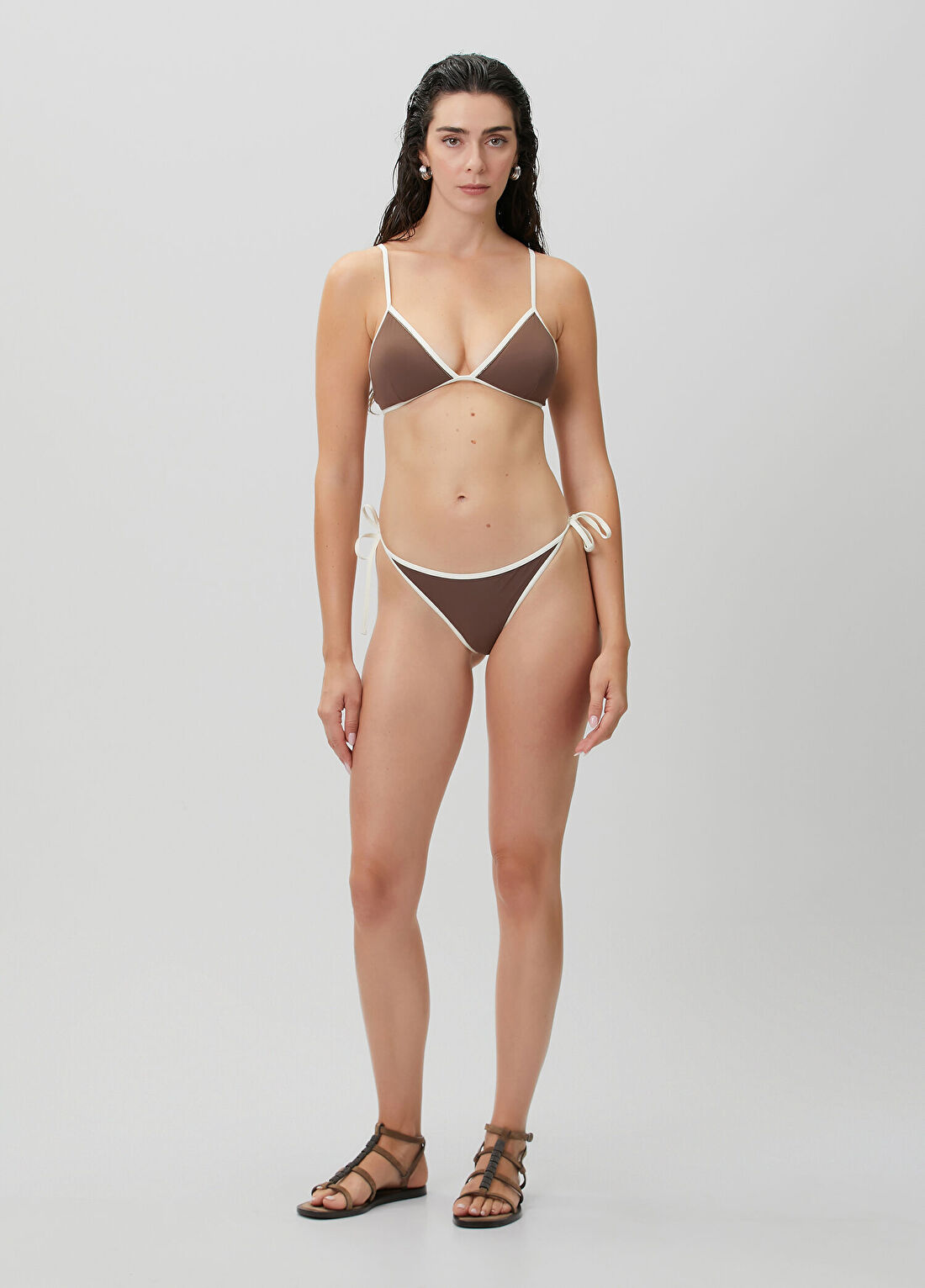 Brunello Cucinelli Kahve Beyaz Bağcıklı Bikini Altı