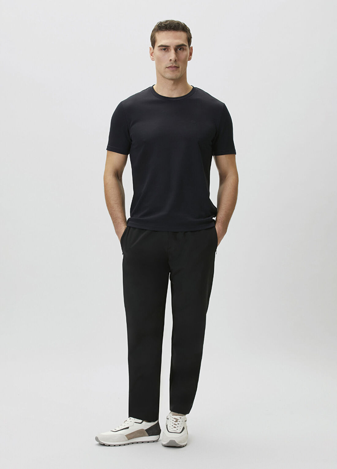 Network Lacivert Pike Desenli Basic T-shirt görsel 3