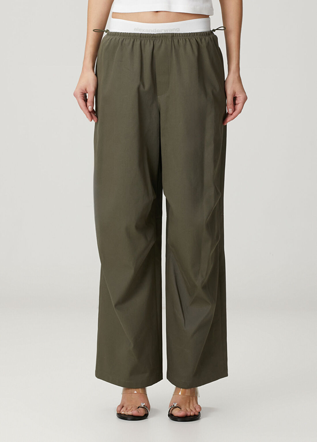 Alexander Wang Haki Logo Bantlı Pantolon görsel 2