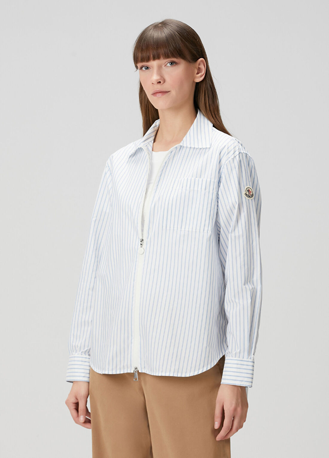 Moncler Mavi Beyaz Çizgi Desenli Gömlek görsel 3