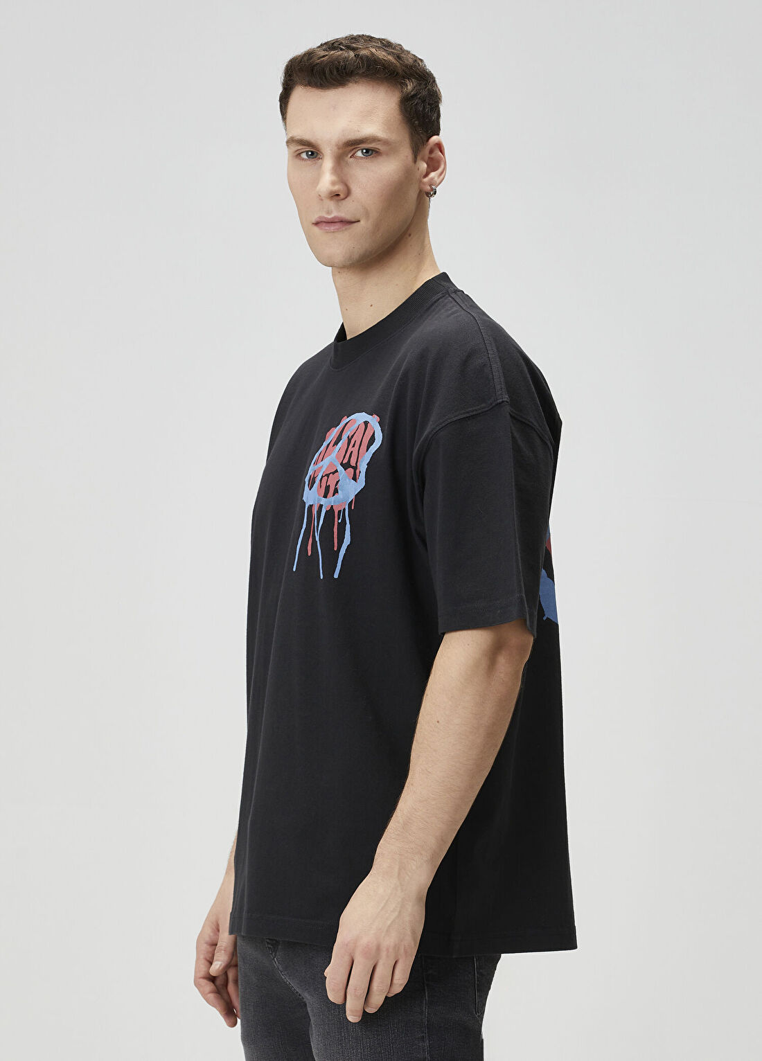 AllSaints Runner Antrasit Oversized T-shirt görsel 3
