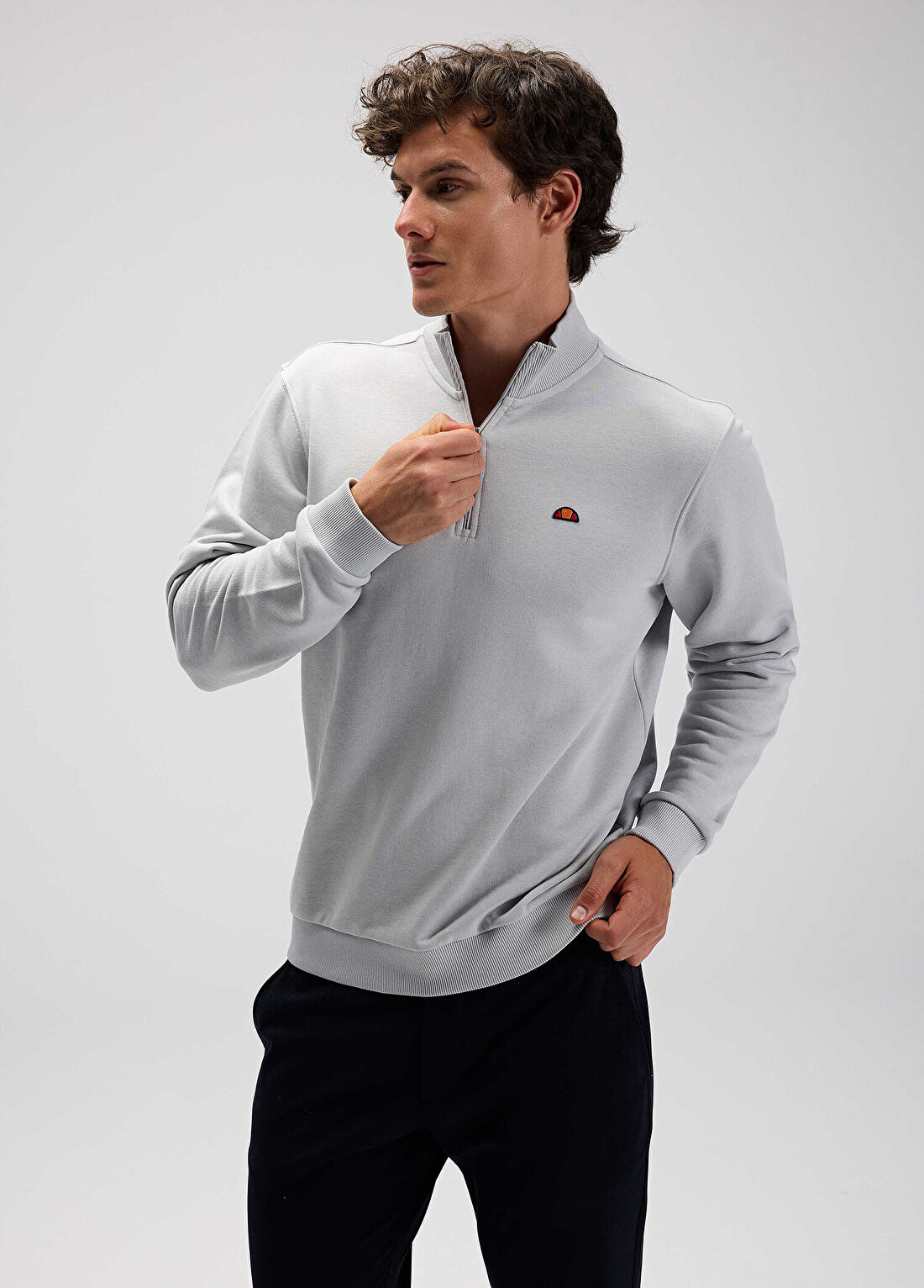 Ellesse Gri Yarım Fermuarlı Erkek Sweatshirt EM580-GI görsel 2