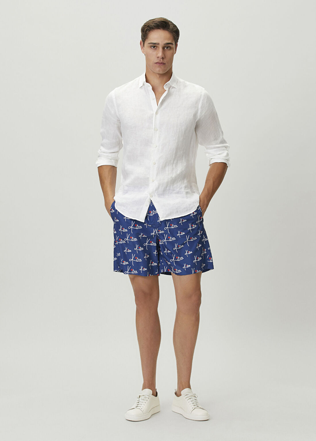 Kiton Mavi Logo Baskılı Mayo