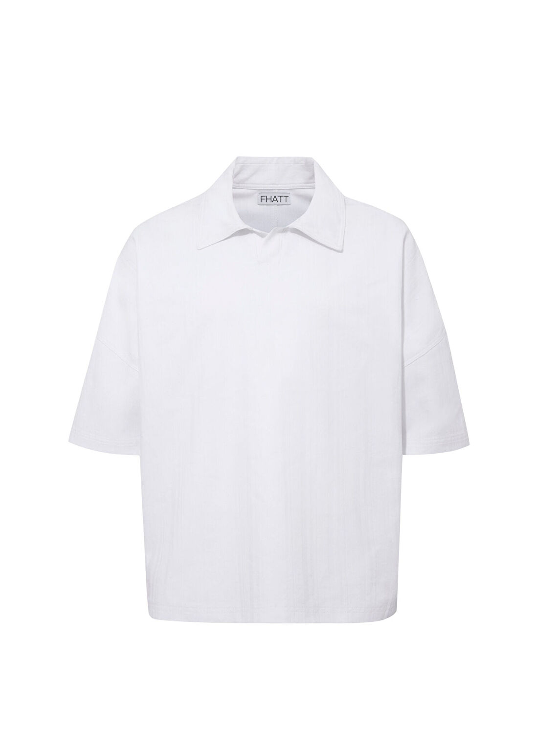 FHATT Feel Complete Beyaz Oversize Dirsek Boy Kol Erkek Gömlek