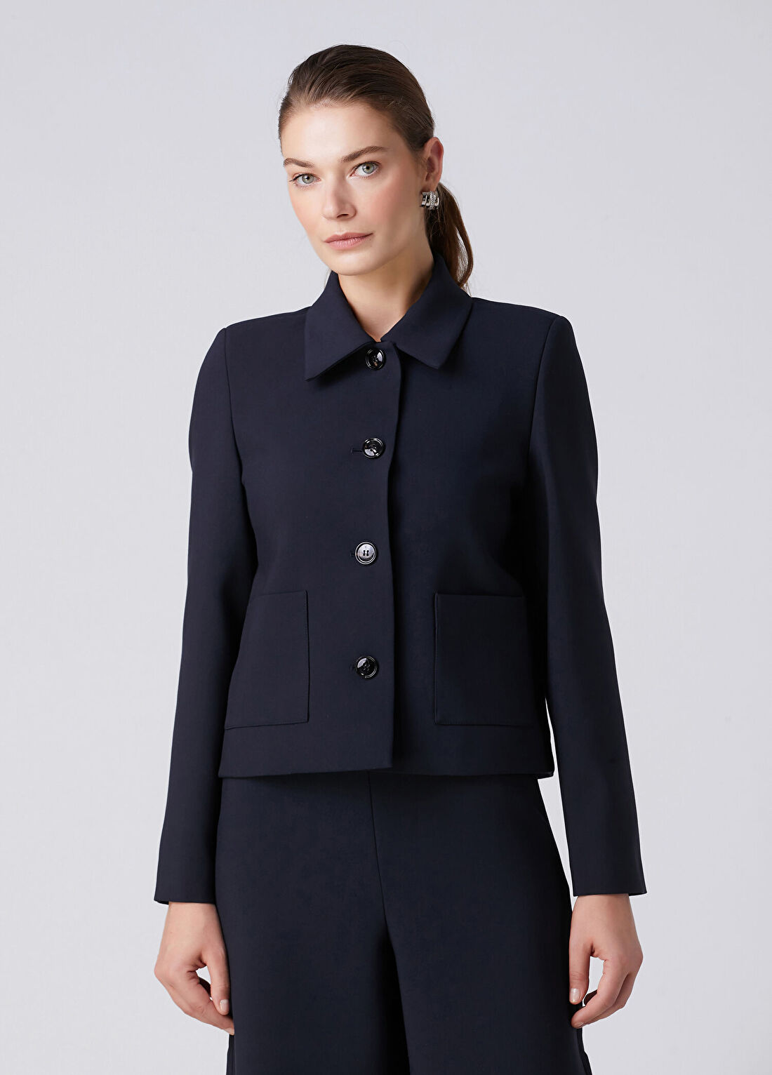 Beymen Collection Lacivert Arkası Pilili Kutu Ceket