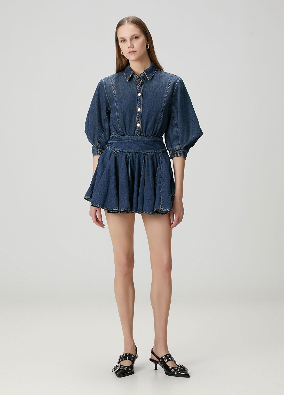 AllSaints Arlo Mavi Mini Denim Elbise