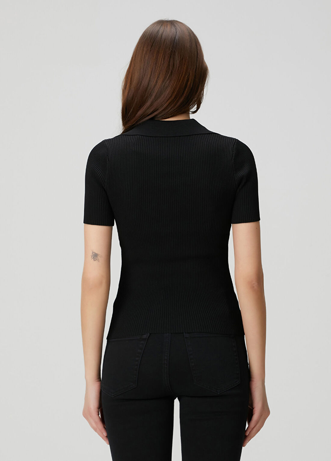 Guess Yarn Siyah Polo Triko görsel 4