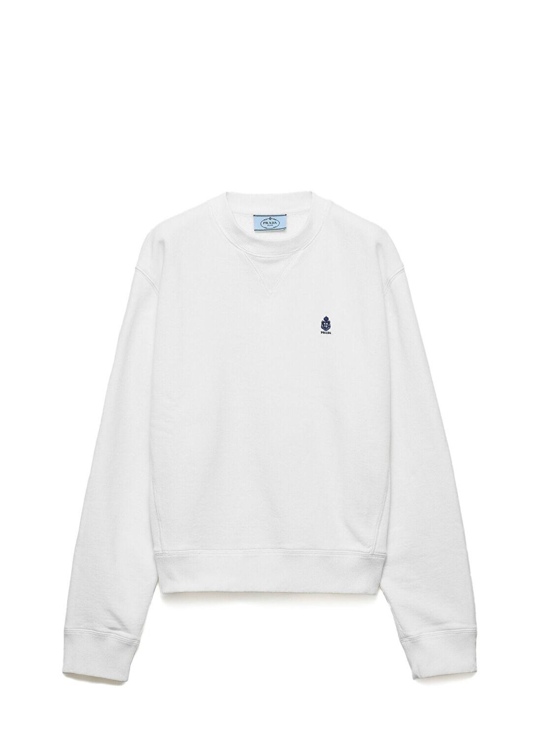 Prada Beyaz Pamuklu Bisiklet Yaka Kadın Sweatshirt