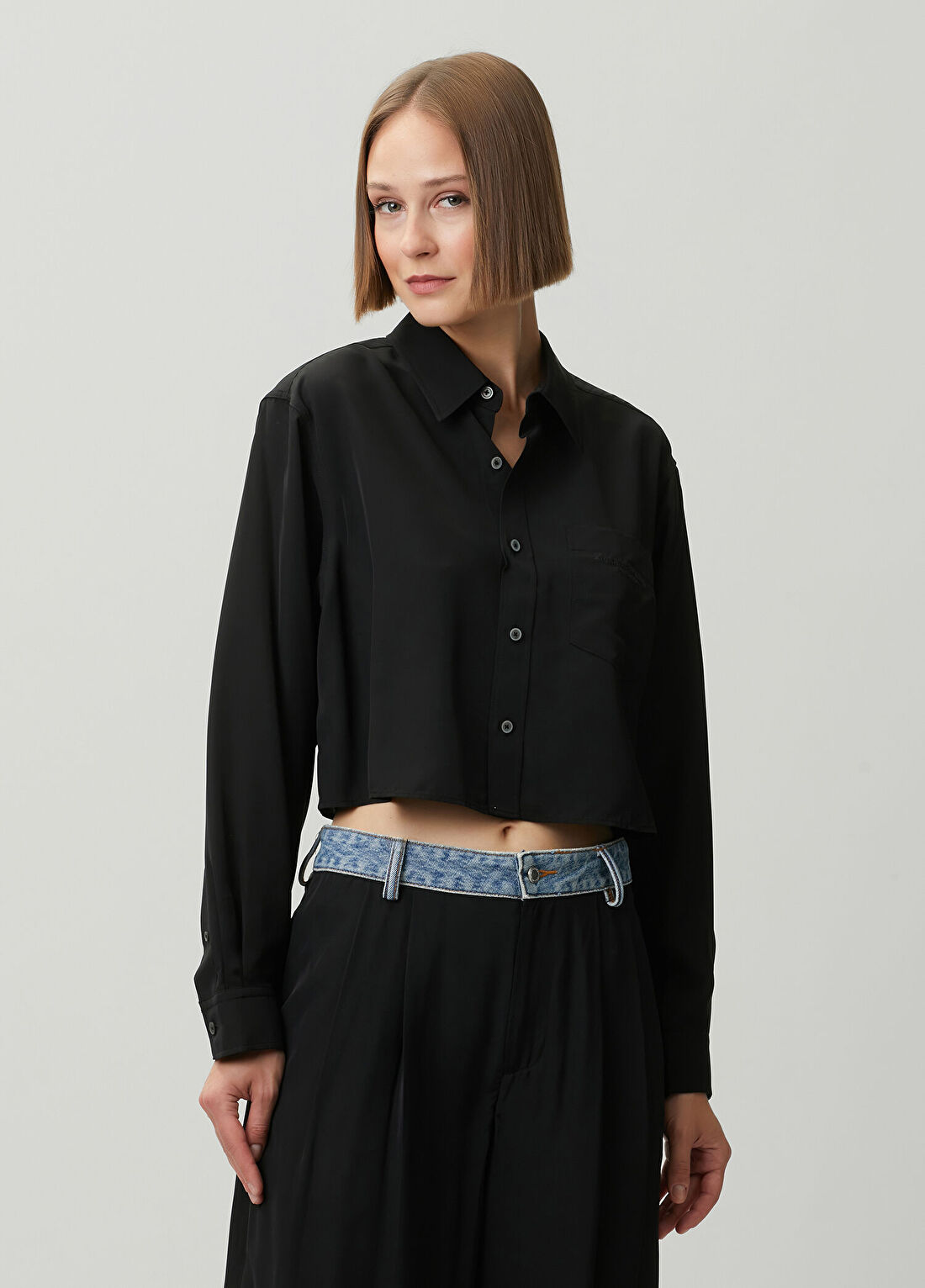 Alexander Wang Siyah Crop Gömlek görsel 3
