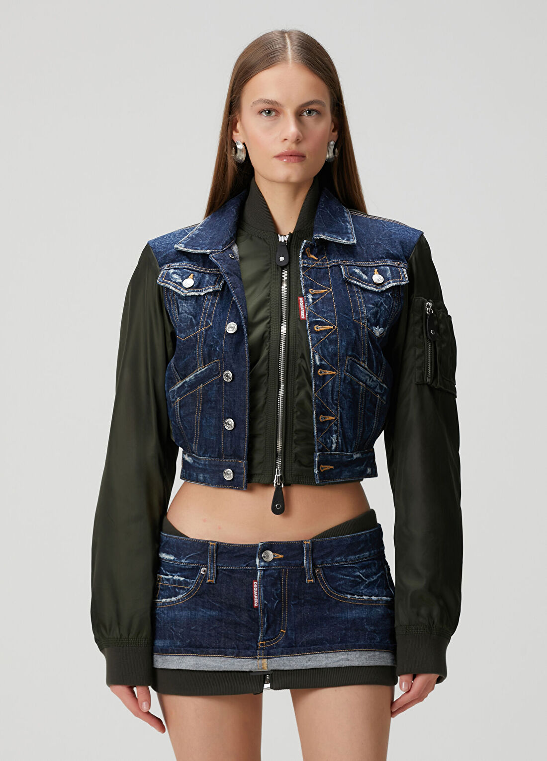 Dsquared2 Yeşil Mavi Denim Bomber Ceket