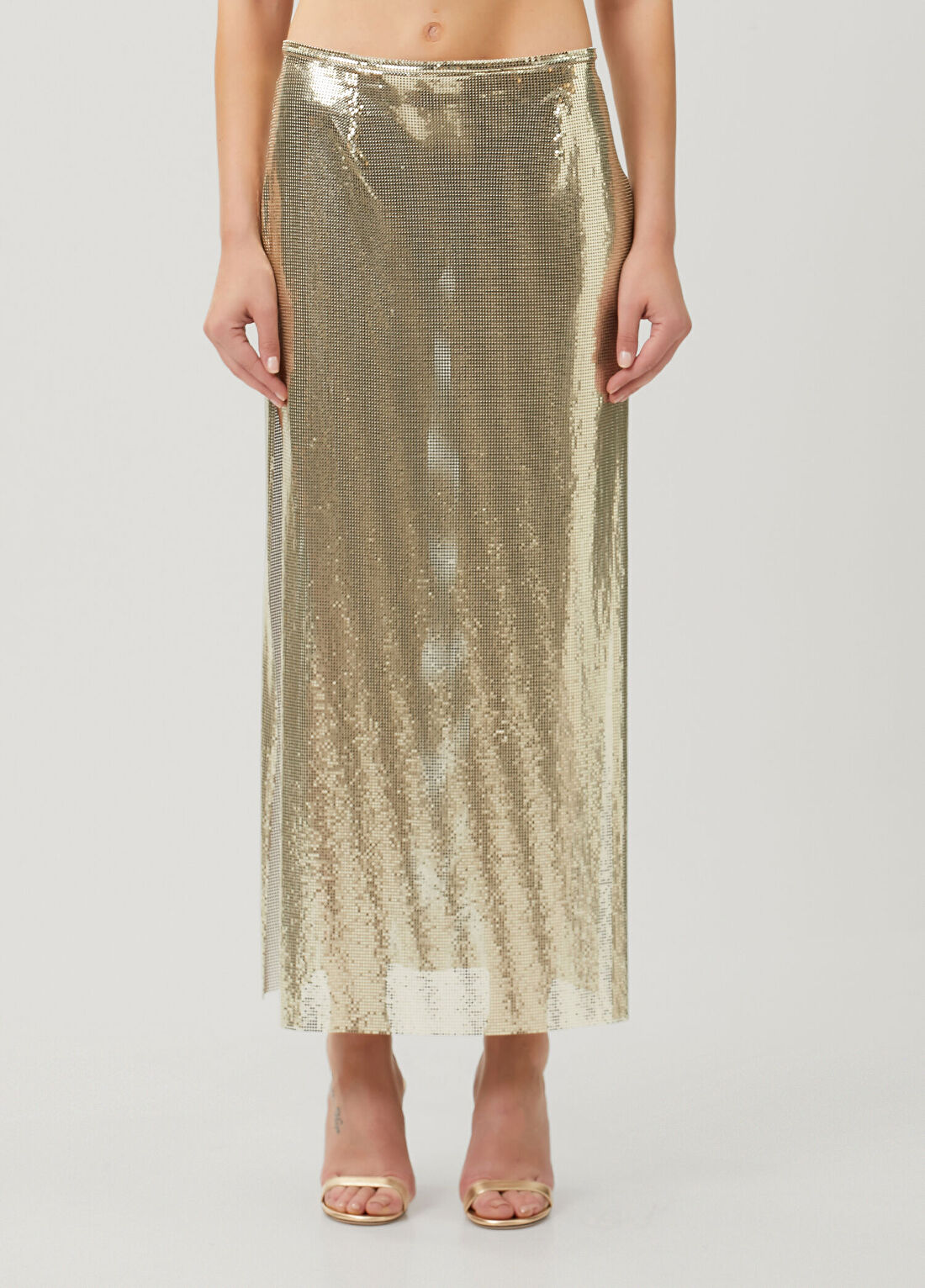 Rabanne Gold Midi Abiye Etek görsel 2