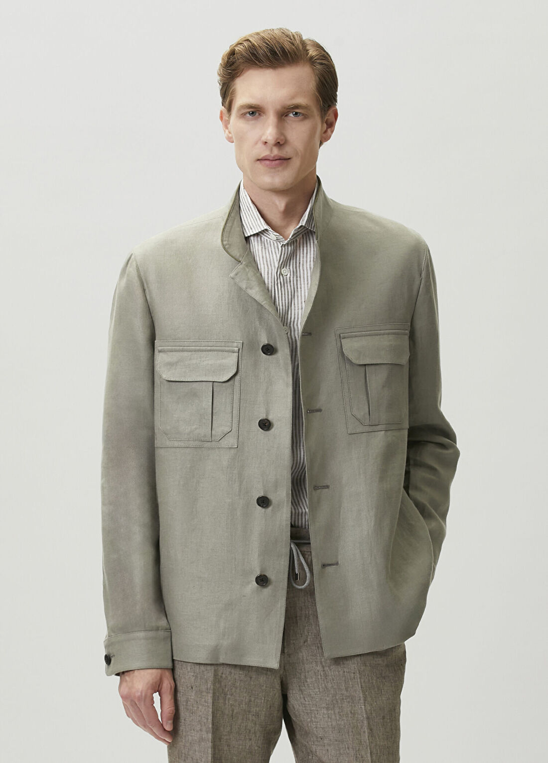 Corneliani Yeşil Keten Dış Gömlek