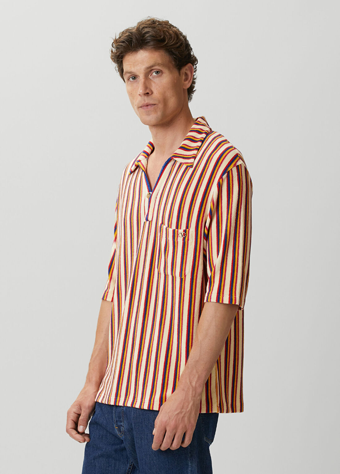 Valentino Çok Renkli Polo Yaka Çizgili T-shirt görsel 3