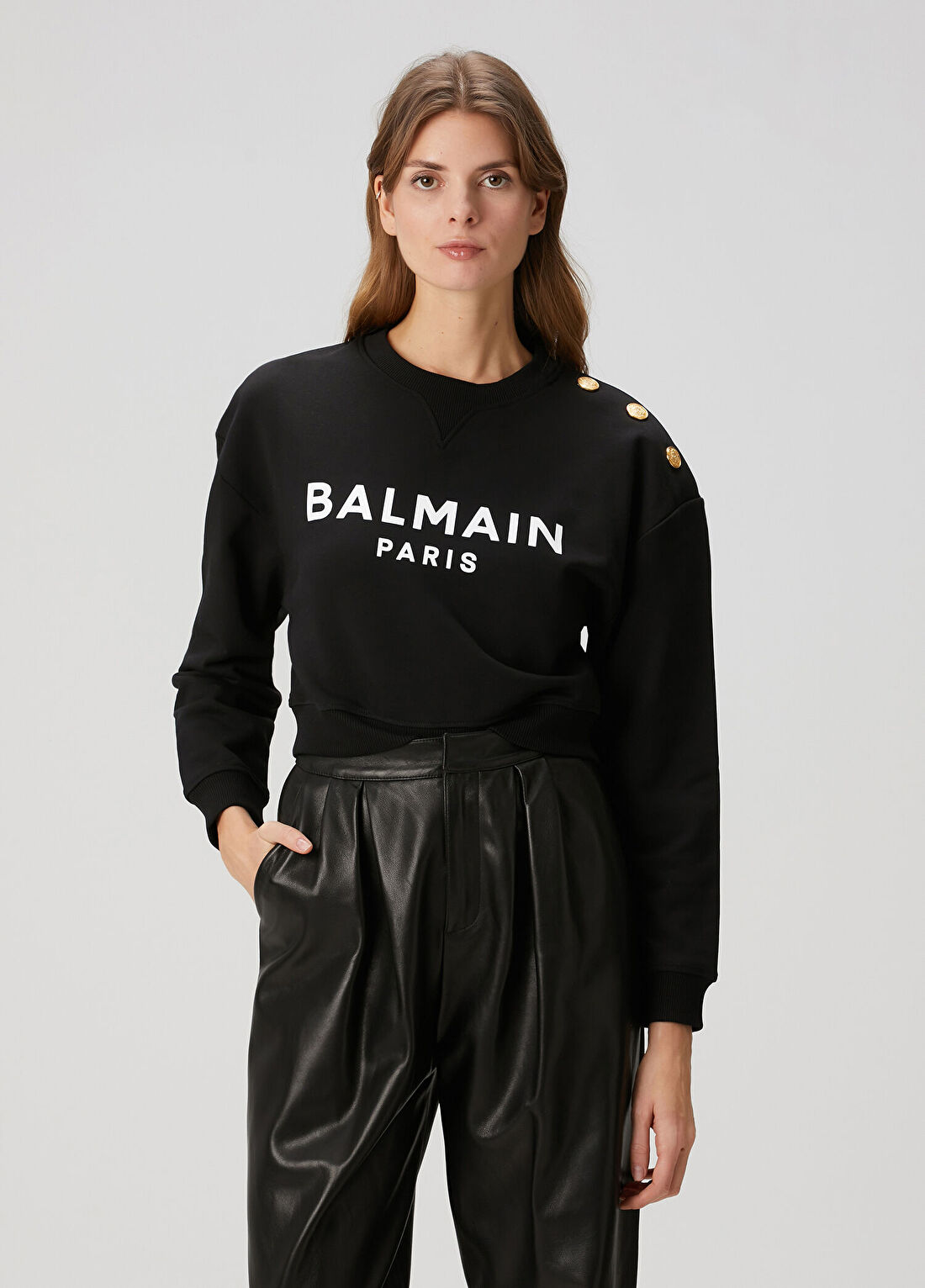 Balmain Siyah Beyaz Logo Detaylı Sweatshirt