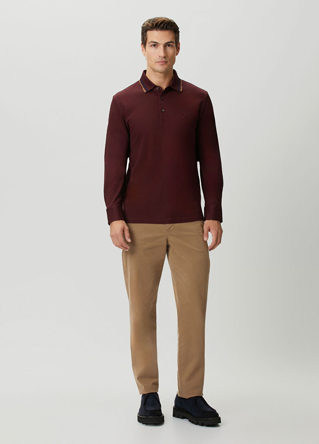 Isaia Bordo Polo Yaka Sweatshirt görsel 2