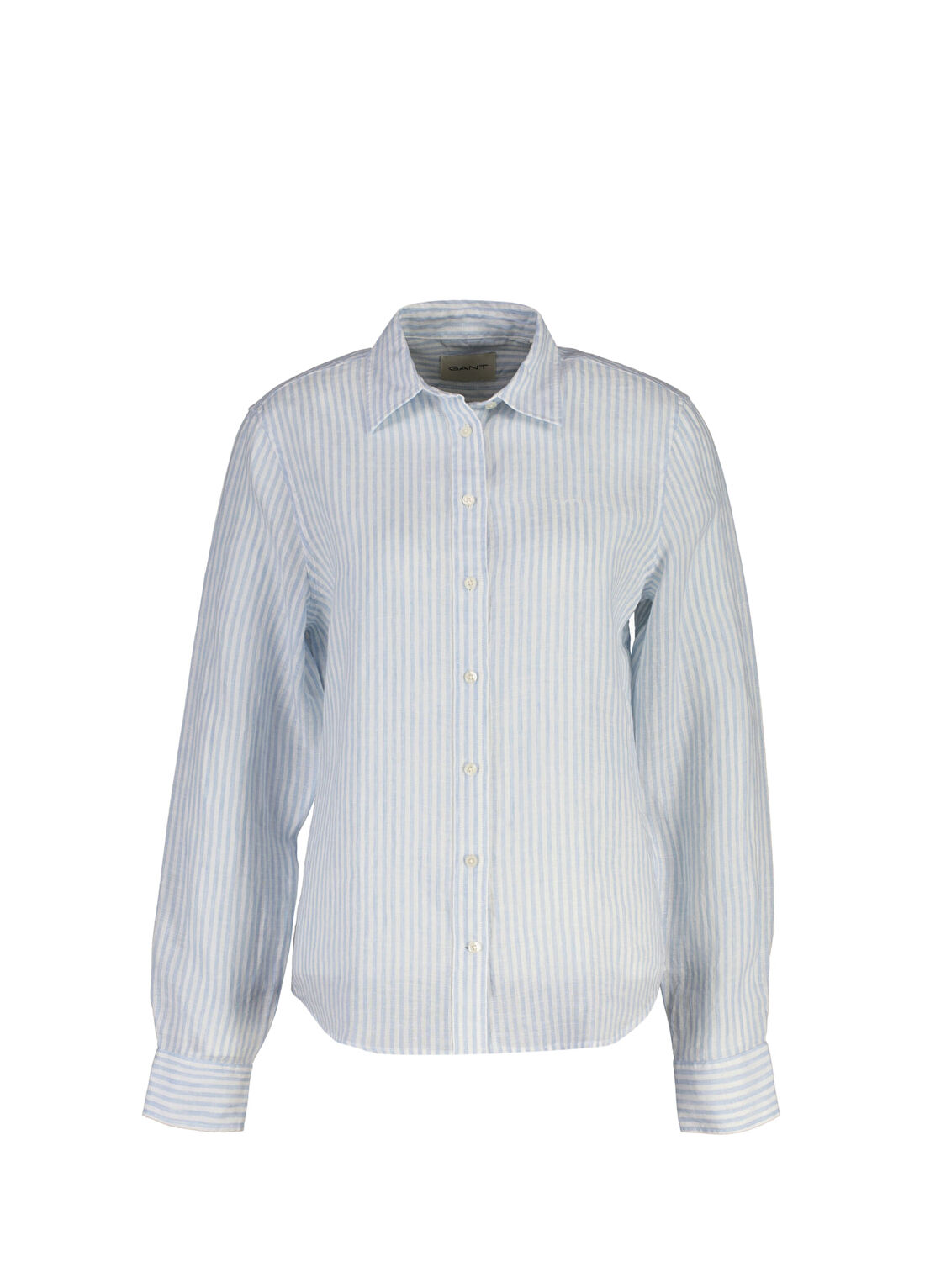 Gant Mavi Regular Fit Çizgili Uzun Kollu Kadın Gömlek