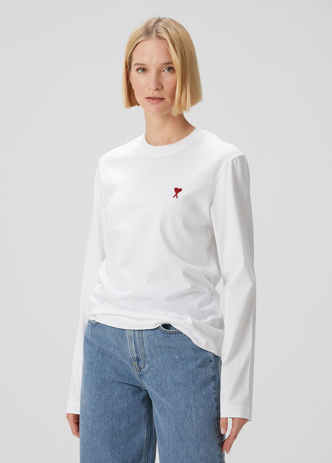 Ami Paris Beyaz Uzun Kol T-shirt