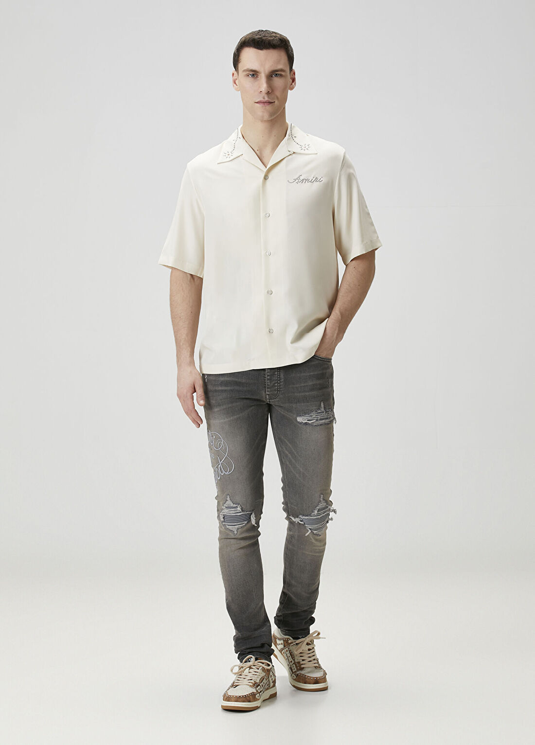 Amiri Hollywood MX1 Koyu Gri Jean Pantolon