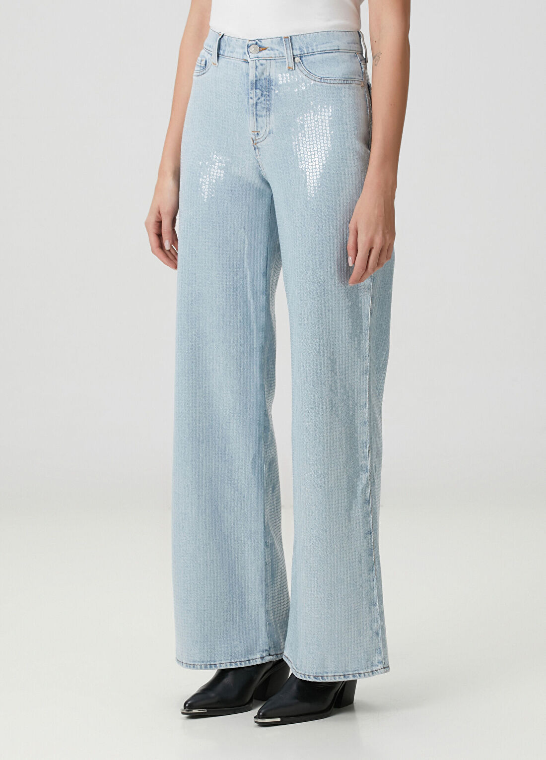 7 For All Mankind Lotta Mavi Payetli Jean Pantolon görsel 3