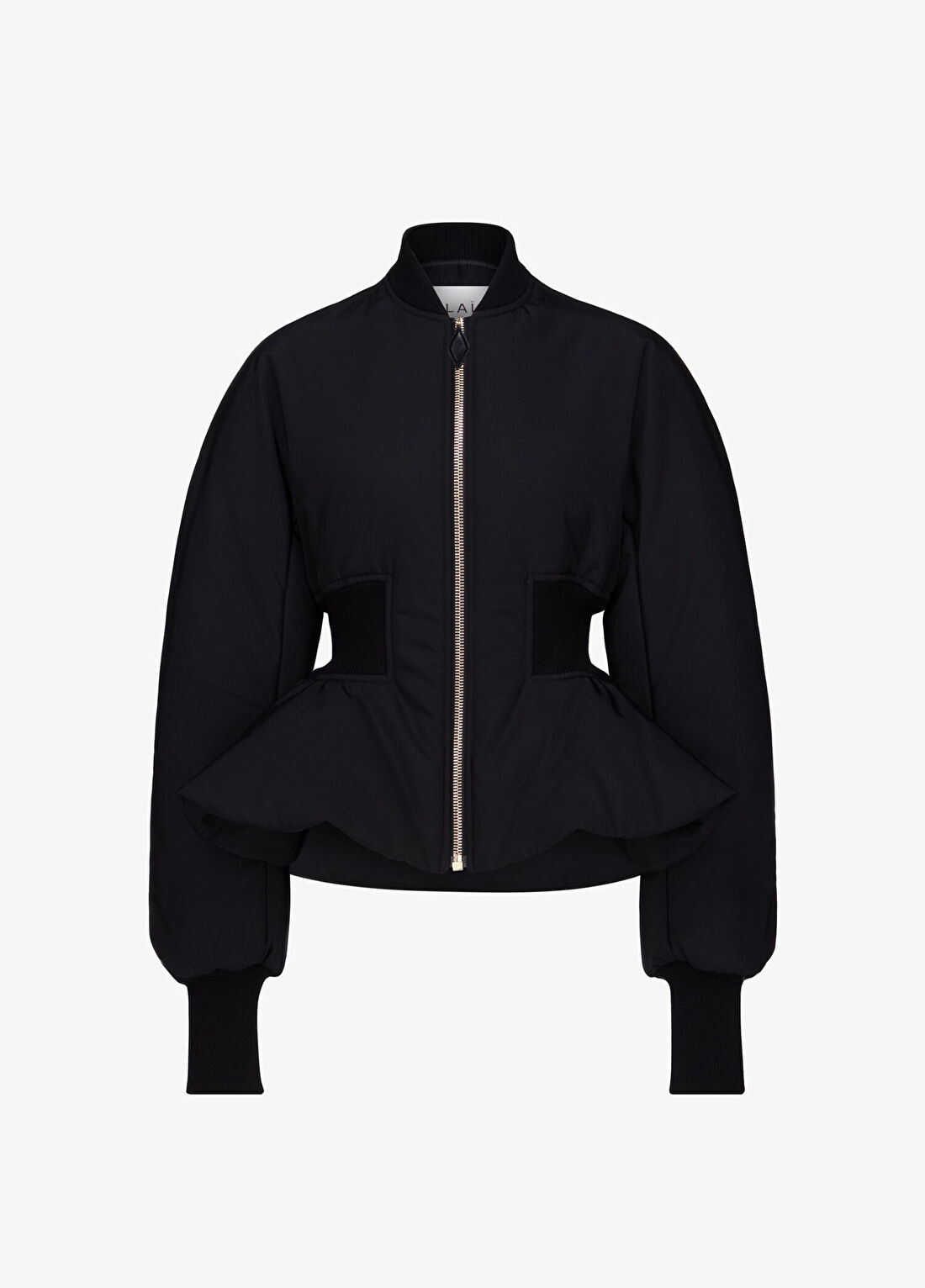 Alaïa Siyah Peplum Bomber Ceket
