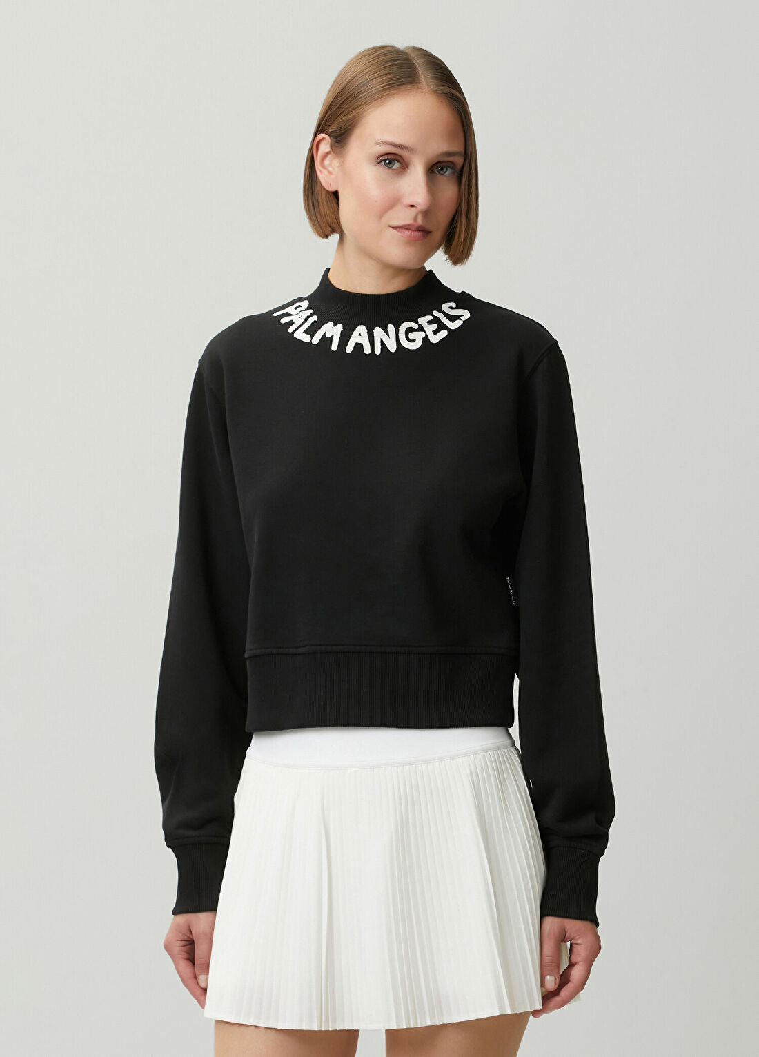 Palm Angels Siyah Beyaz Logo Baskılı Sweatshirt