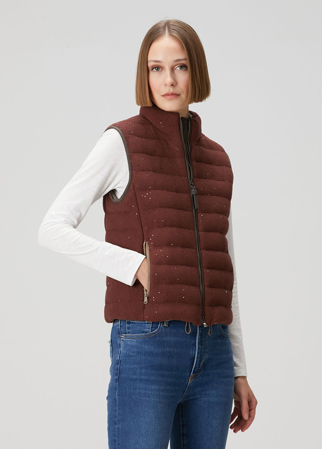 Brunello Cucinelli Bordo Payetli Yelek