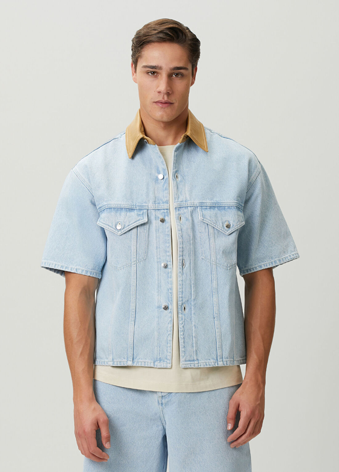 Nanushka Jorge Mavi Yakası Garnili Denim Ceket