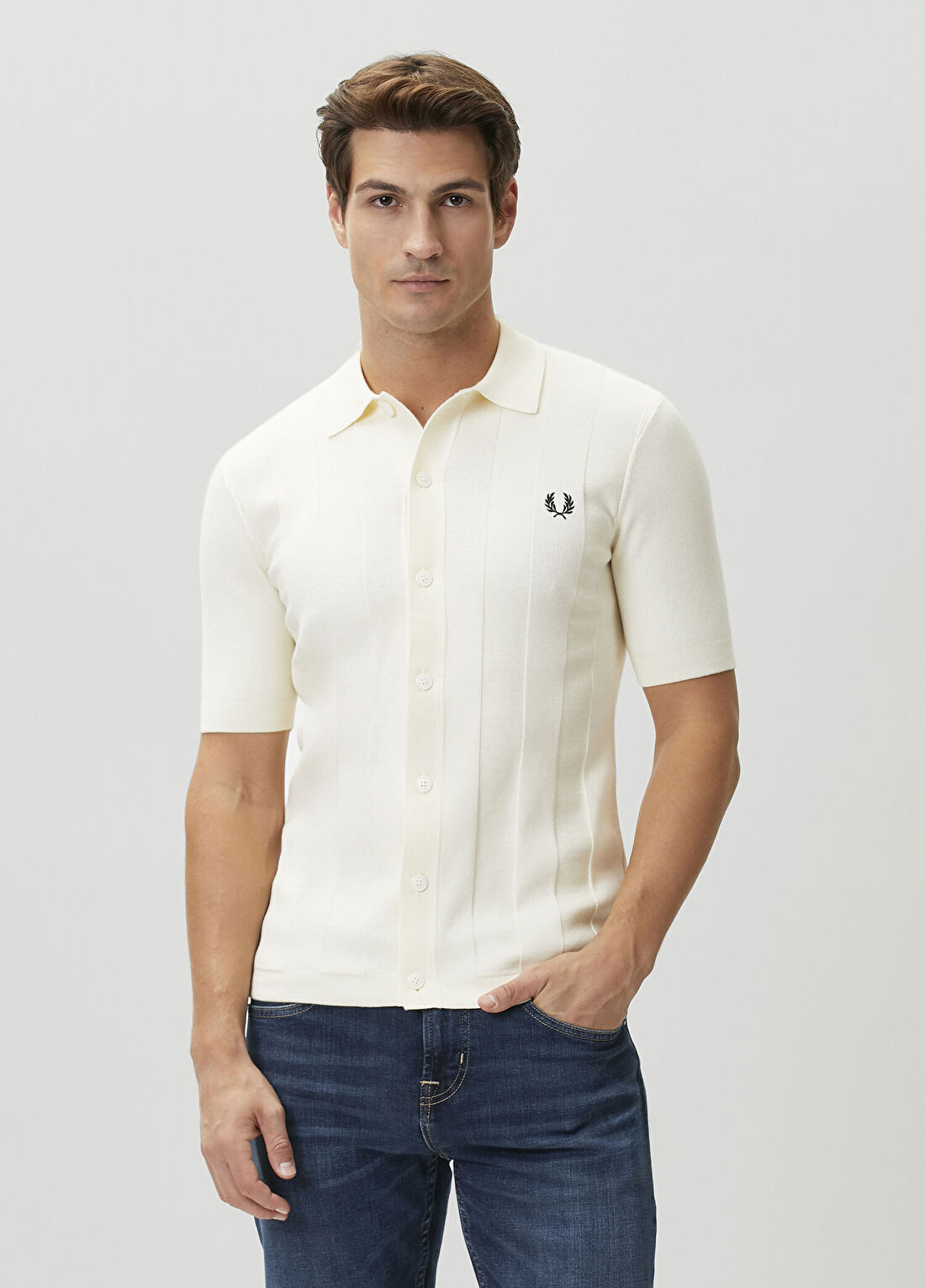 Fred Perry Ekru Polo Yaka Ribli T-shirt