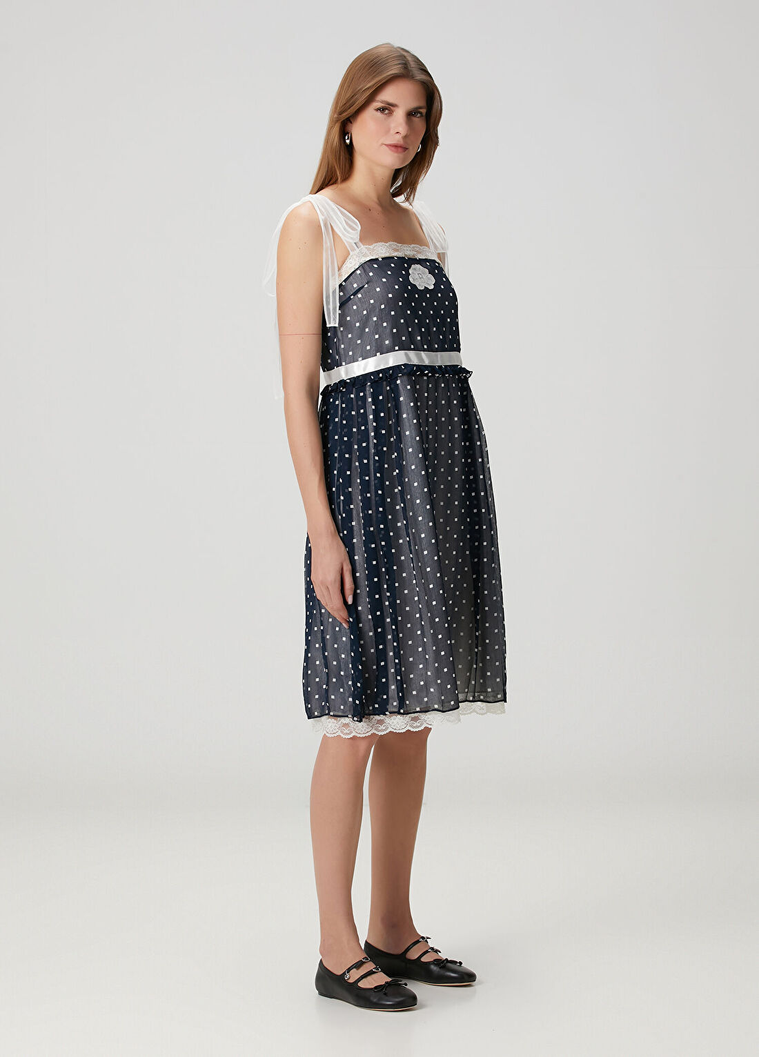 Marc Jacobs Lacivert Desenli Midi Şifon Elbise görsel 3