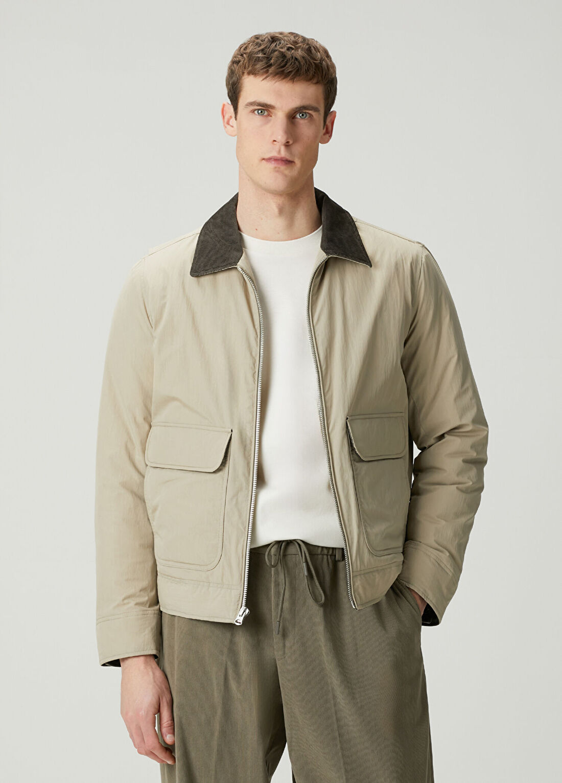 Rag&Bone Bej Yakası Kadife Garnili Mont