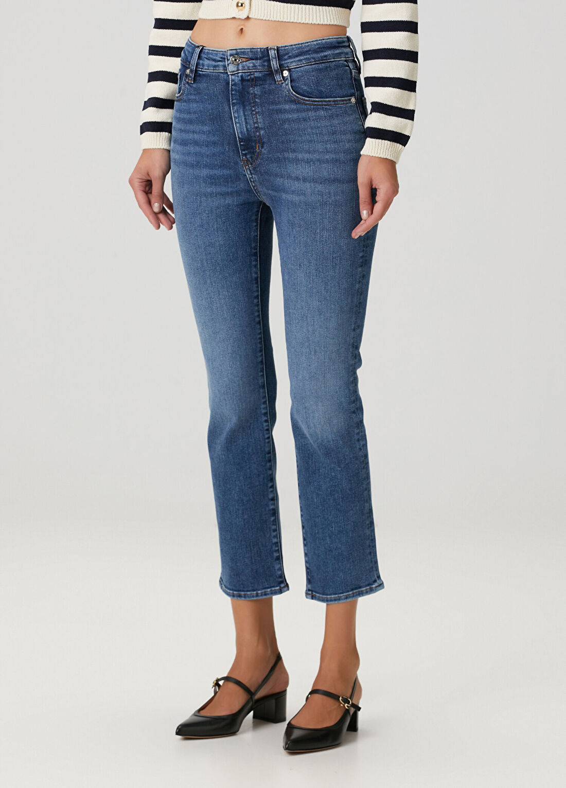 Frame Denim The Pencil Crop Mavi Jean Pantolon görsel 3