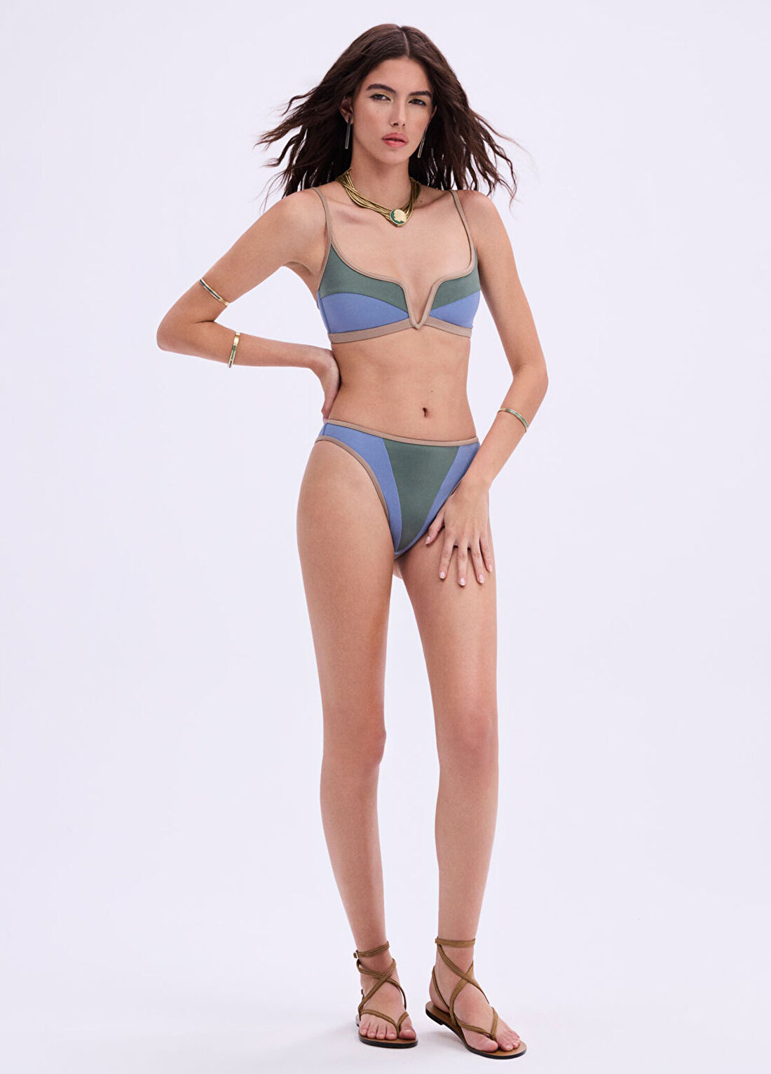 Haracci Cleopatra Yeşil Mavi Kadın Bikini Takımı görsel 3