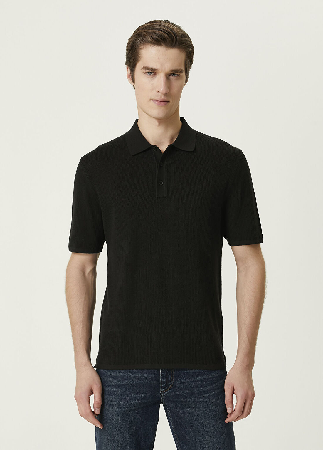 Rag&Bone Classic Fit Harvey Siyah Polo Yaka Kısa Kol Triko