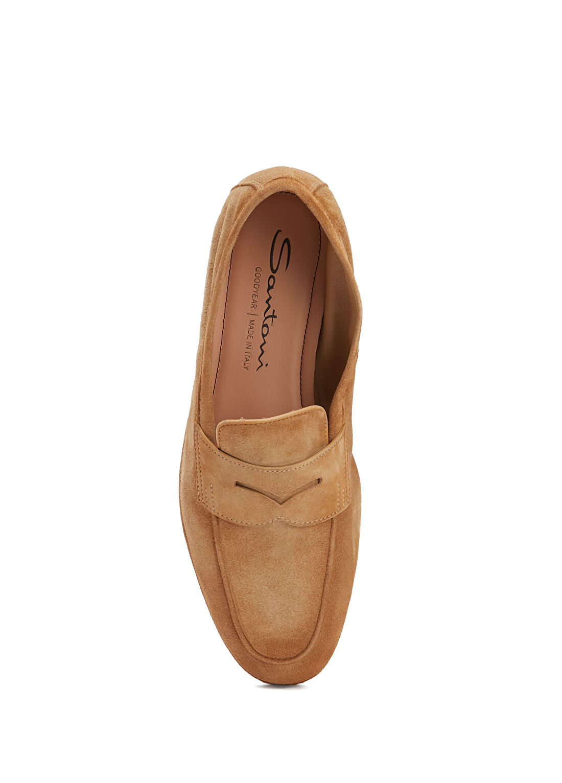 Santoni Carla Açık Kahverengi Kadın Süet Loafer görsel 4
