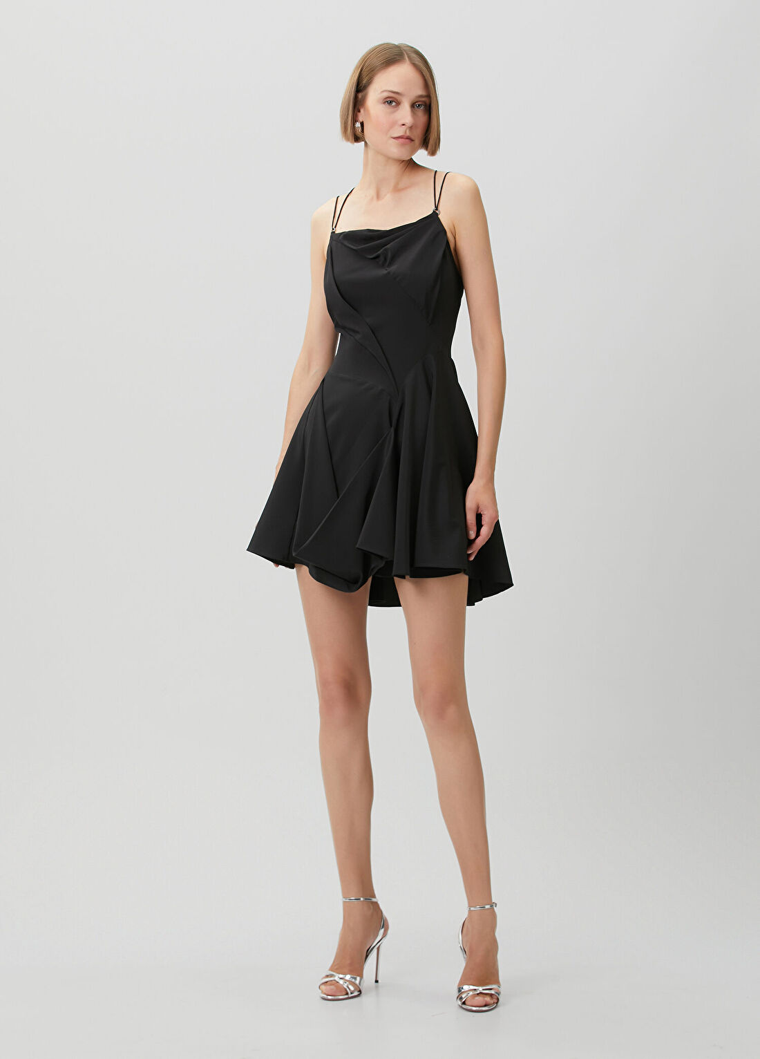 AllSaints Claire Siyah Mini Elbise görsel 3