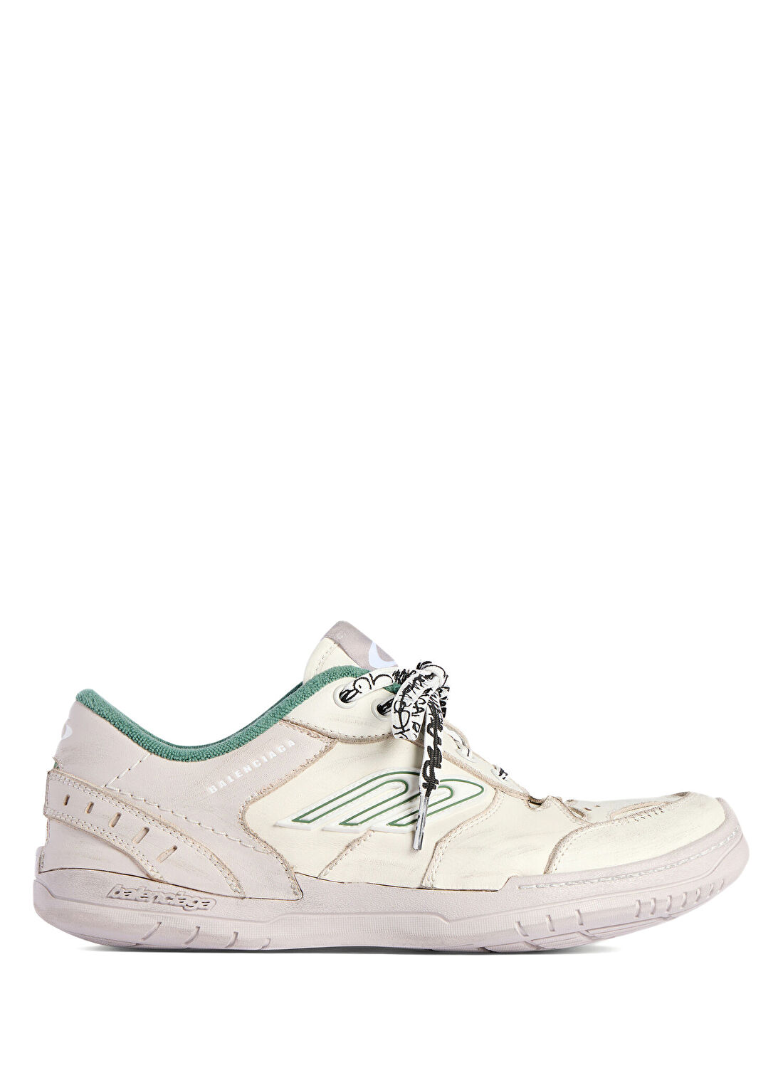 Balenciaga Hamptons Worn-Out Kırık Beyaz Erkek Deri Sneaker