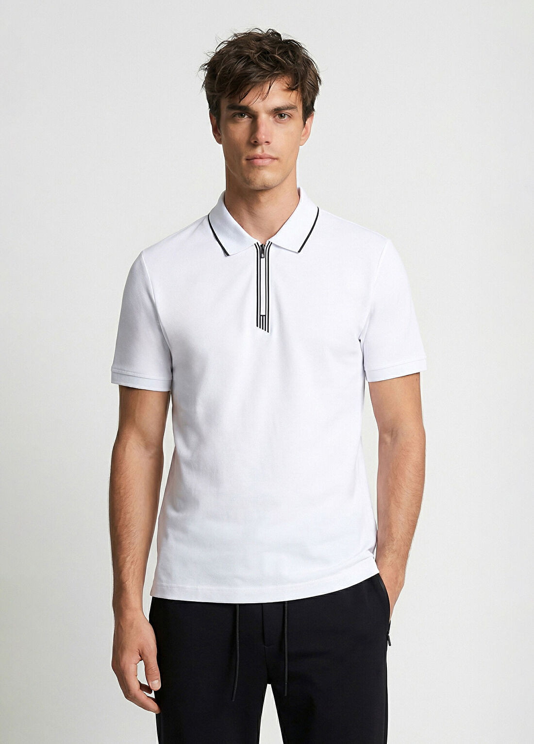 Network N-Tech Beyaz Fermuarlı T-shirt