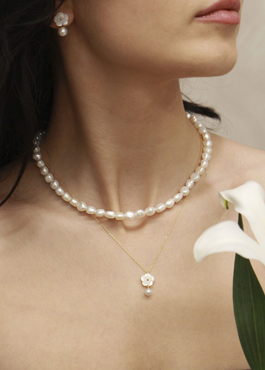 Alegoria Jewellery Cleito İnci 925 Ayar Gümüş 24 Ayar Altın Kaplama Kadın Kolye görsel 2