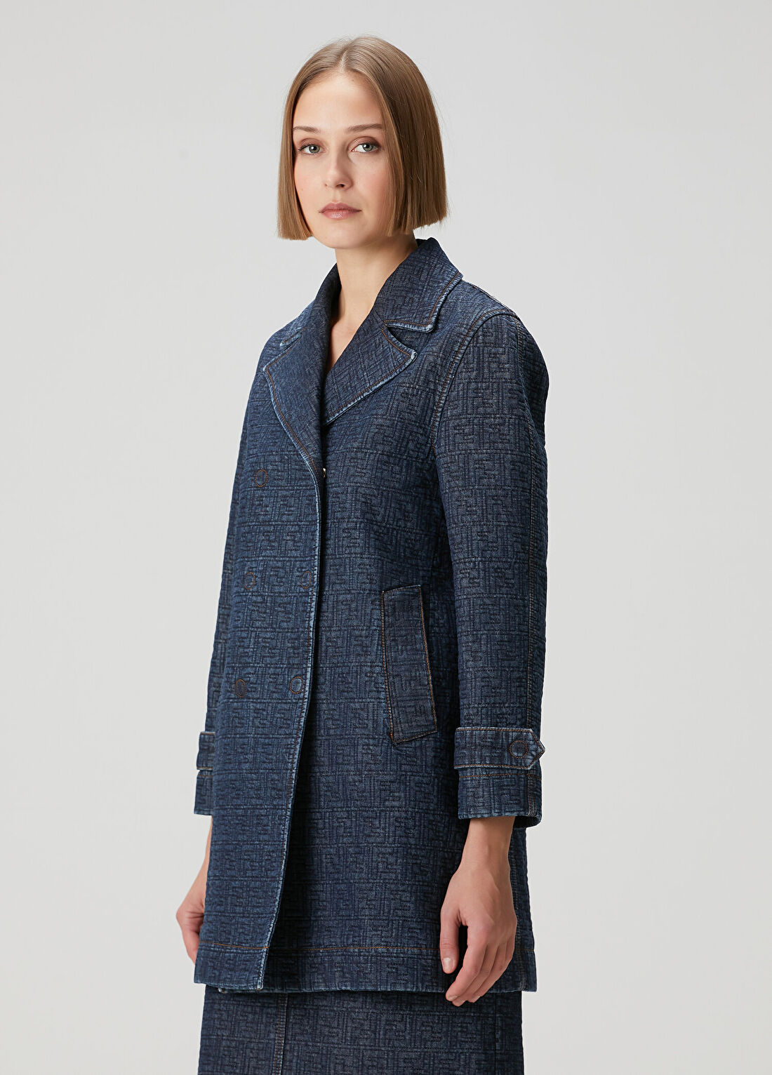 Fendi Lacivert Kruvaze Denim Ceket