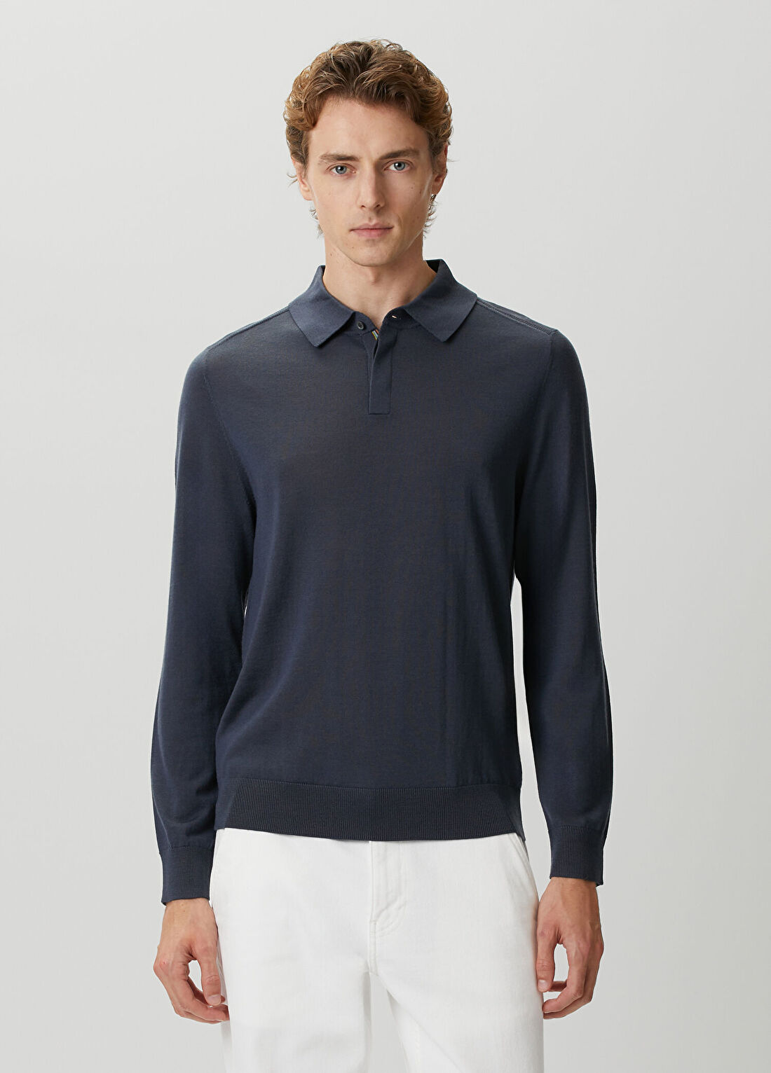 Paul Smith Koyu Mavi Polo Yaka Merino Triko