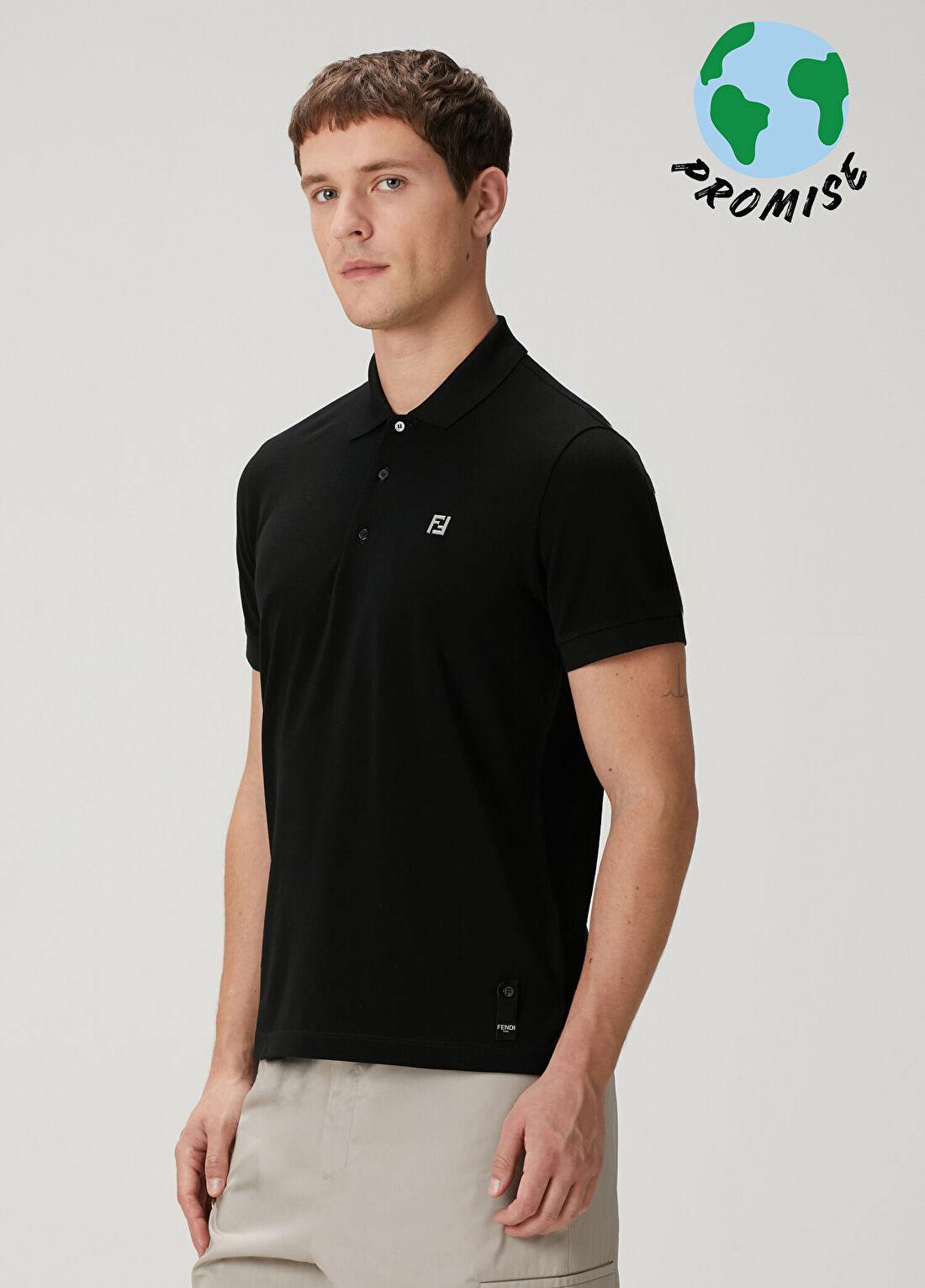 Fendi Siyah Polo Yaka T-shirt