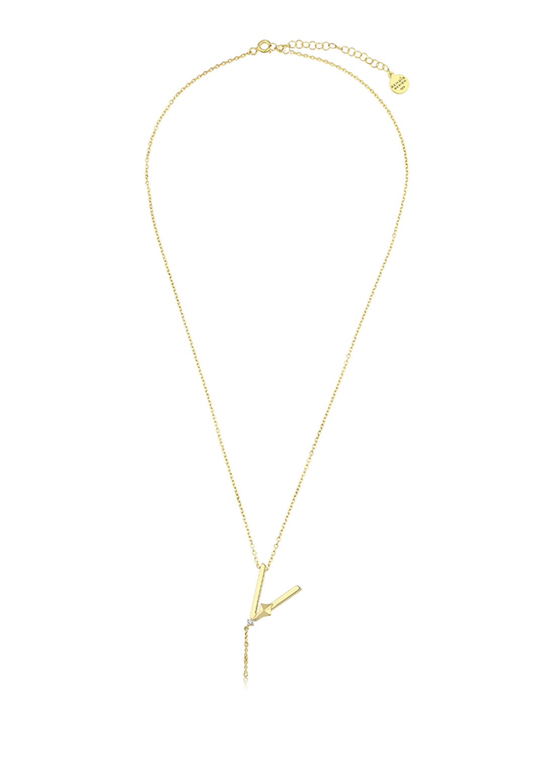 Bendis Design Deniz V Harfi Gold 925 Ayar Gümüş Kadın Kolye görsel 3